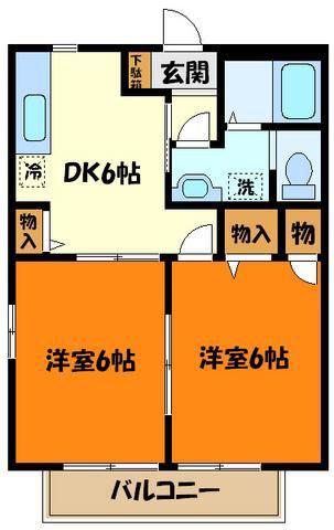 ヴィラ四谷(2DK/1階)の間取り写真