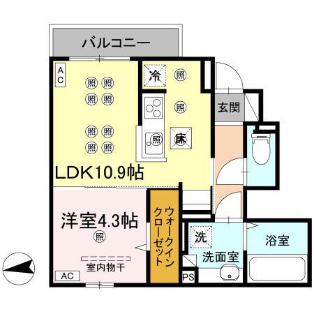 M-ONE丸の内(1LDK/1階)の間取り写真