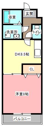 シャンボールIII(1DK/2階)の間取り写真