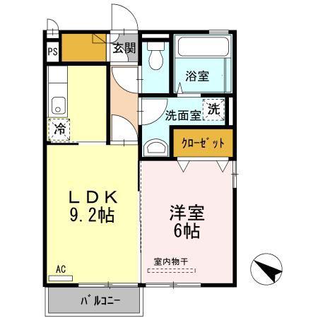 ボナール(1LDK/2階)の間取り写真