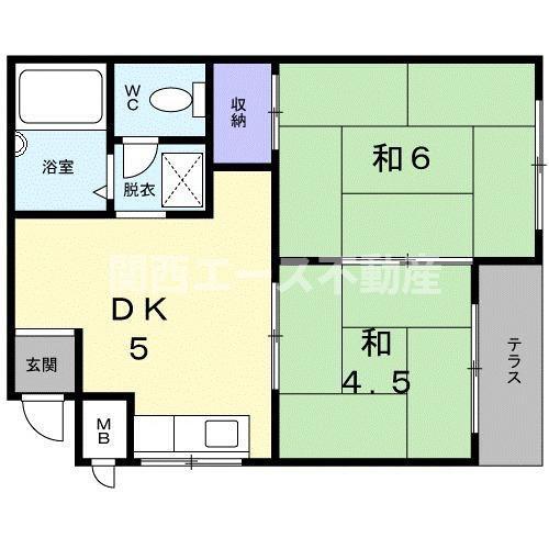 アーバンエセビ(2DK/1階)の間取り写真