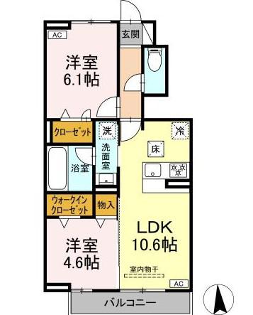 グラシアーレ(2LDK/1階)の間取り写真