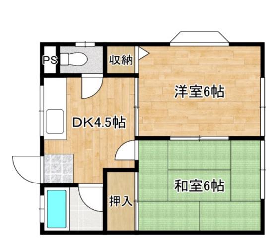 アンジュ上瀬野(2DK/1階)の間取り写真