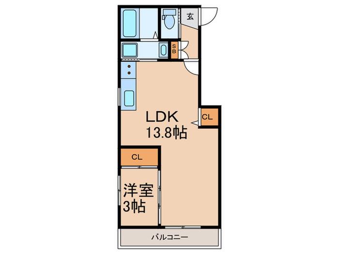 ST.RESIDENCE中道(1LDK/3階)の間取り写真