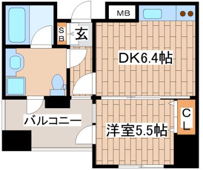 ワコーレ神戸北野セリュックス(1DK/5階)の間取り写真