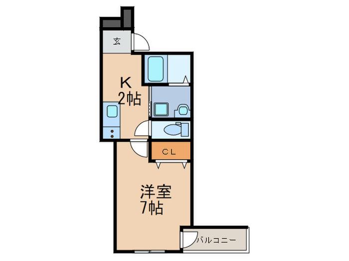 フジパレス灘I番館(1K/2階)の間取り写真