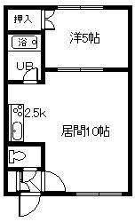 カサグレースB(1LDK/1階)の間取り写真