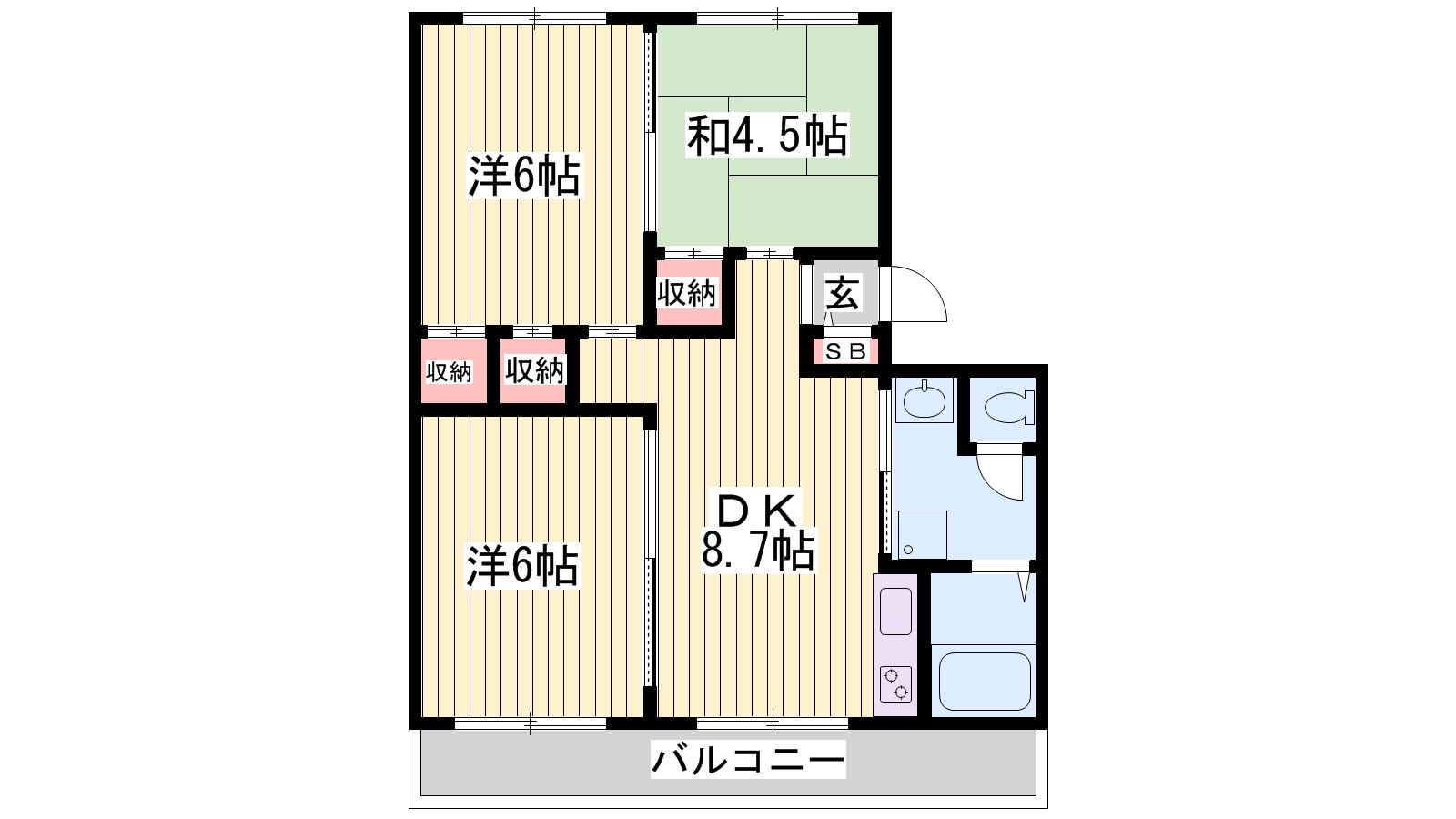 クローバー広畑才(3DK/4階)の間取り写真