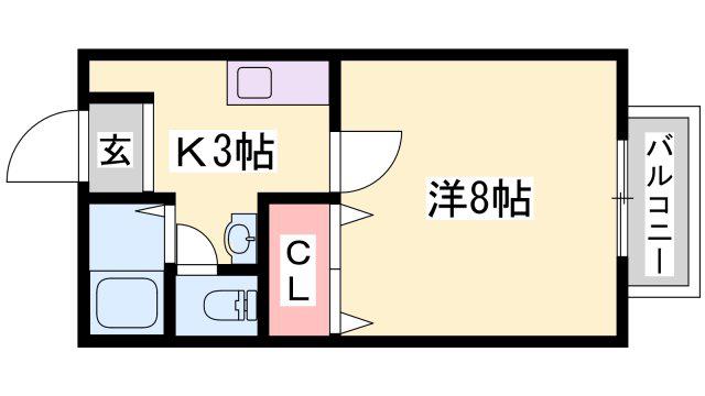 THE CITY 北条(1K/2階)の間取り写真
