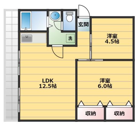 千歩マンション(2LDK/3階)の間取り写真