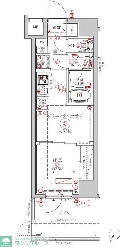 クレイシアIDZ川崎ザ・テラス(1DK/1階)の間取り写真