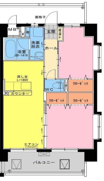 RIVERS COURT(2LDK/1階)の間取り写真