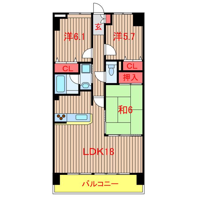 メルベーユ(3LDK/4階)の間取り写真