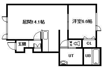 オアシスII(1LDK/1階)の間取り写真