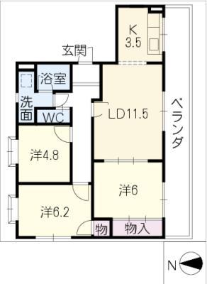 エバー段乃上(3LDK/2階)の間取り写真