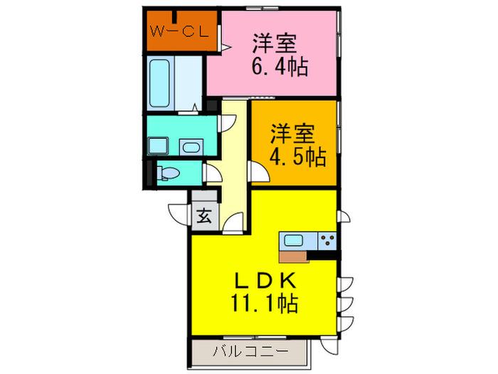 B-SIDE(2LDK/2階)の間取り写真