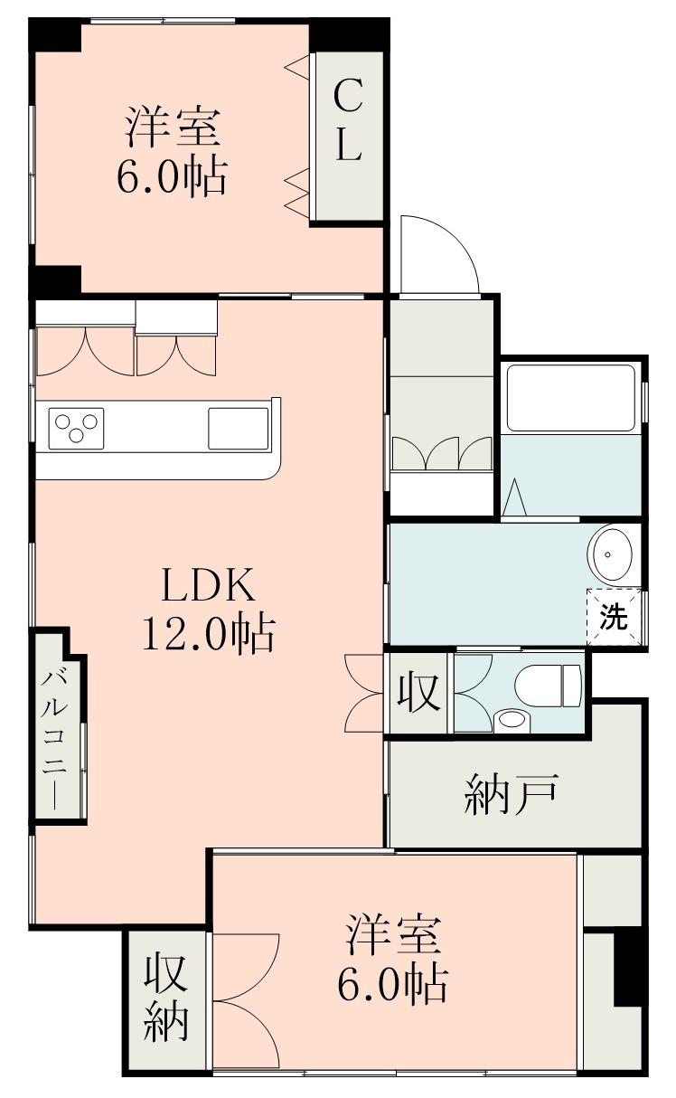 イルトラッツォ中央駅(2LDK/4階)の間取り写真