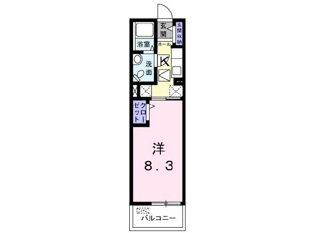 シャルモントゥII(1K/1階)の間取り写真