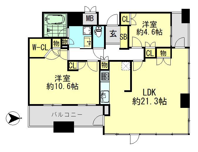 ローレルタワーサンクタス梅田(2LDK/9階)の間取り写真