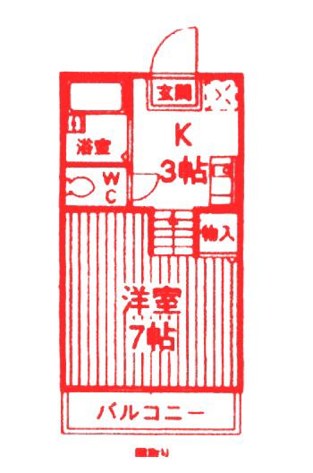 月見台ヒルズ(1K/2階)の間取り写真