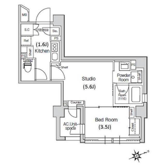 スタイリオ元住吉Ⅱ(1K/6階)の間取り写真
