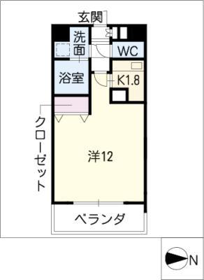 ハルモニア(1K/5階)の間取り写真