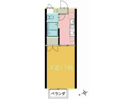 アネモスつつじが丘(1K/1階)の間取り写真