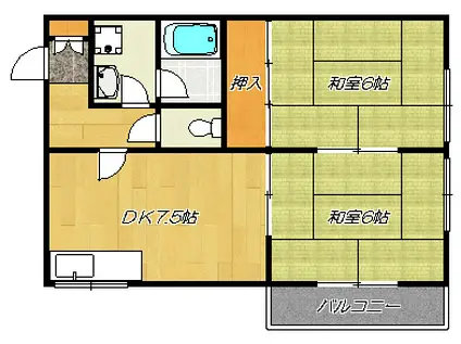 コーポラスサタ(2DK/3階)の間取り写真