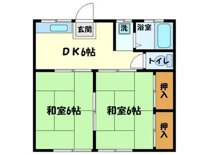 ハイツ三幸(2DK/2階)の間取り写真