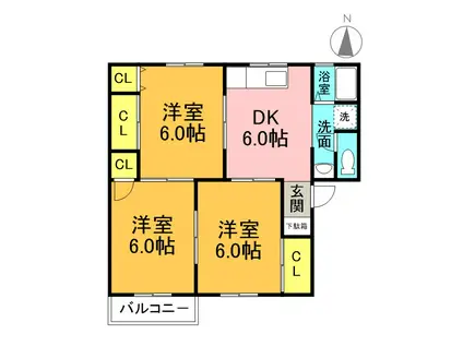 アルシオンII(3DK/2階)の間取り写真