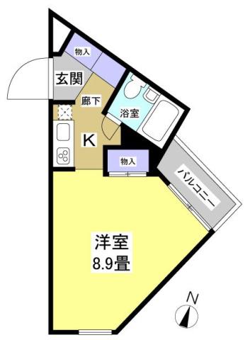 カーサ・ミラ浜松(1K/3階)の間取り写真