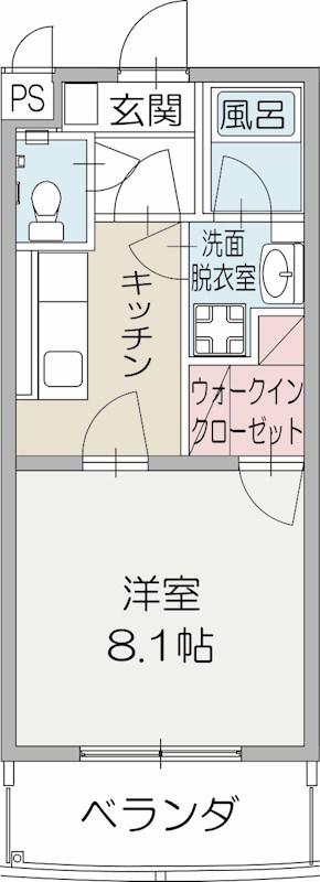 グランエール(1K/4階)の間取り写真