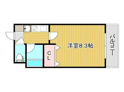 MORE草津(1DK/4階)の間取り写真