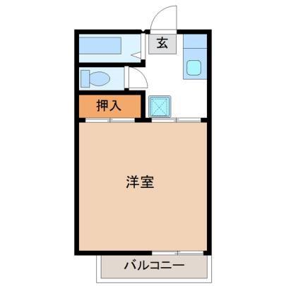 エスポワールII(1K/1階)の間取り写真
