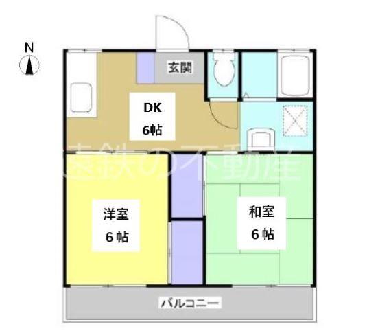 サンハイツ駅南(2DK/2階)の間取り写真
