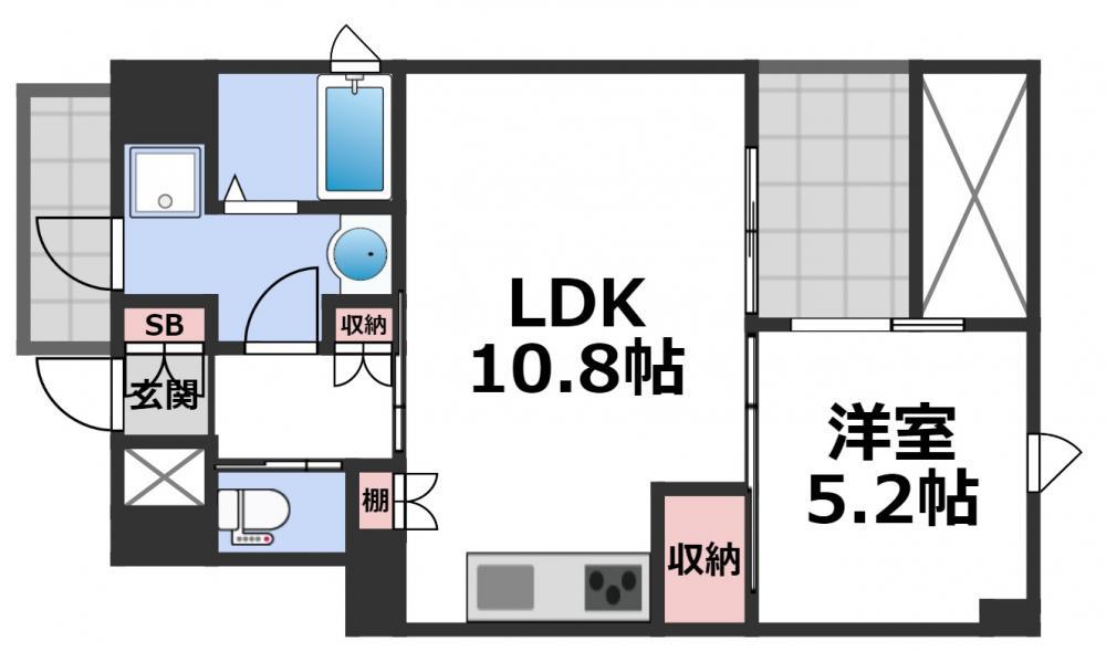 FLAT INN UESHIO(1LDK/2階)の間取り写真