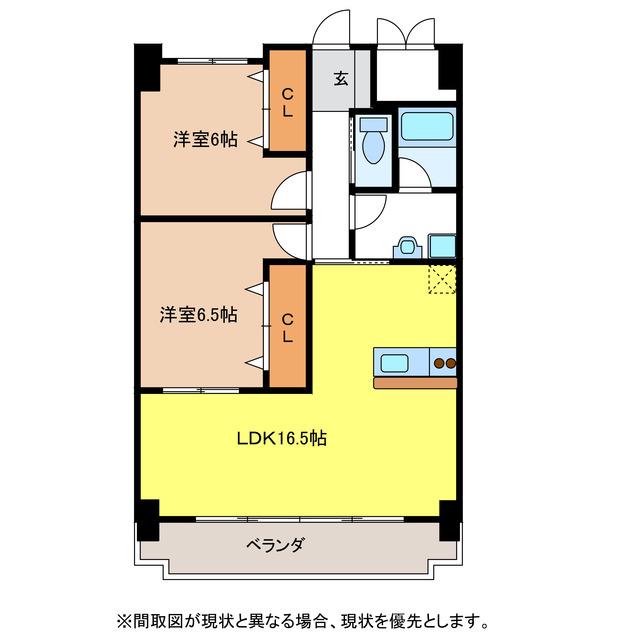 レジデンスタツミ二番館(2LDK/2階)の間取り写真