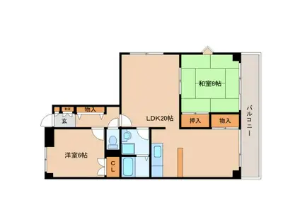 ブランデール法隆寺(2LDK/2階)の間取り写真