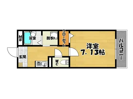 ルーツ・ウエストガーデン(1K/3階)の間取り写真