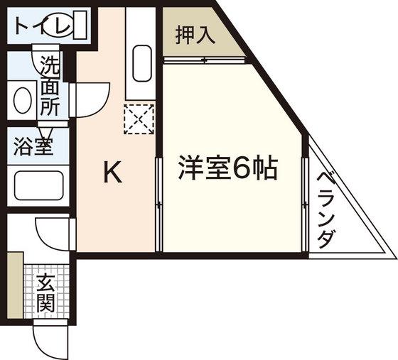 國廣ビル(1K/3階)の間取り写真