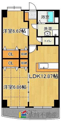 プレミール拾六町(2LDK/3階)の間取り写真