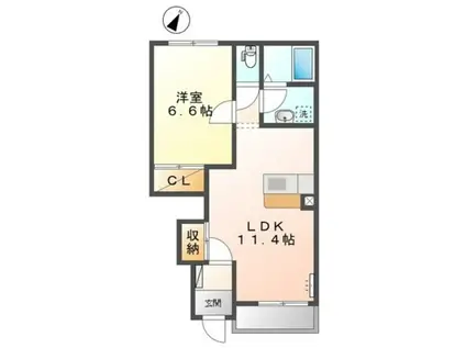 グレースほしかA棟(1LDK/1階)の間取り写真