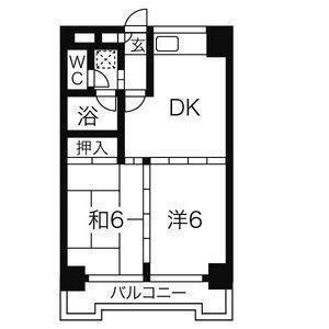第7銅谷ビル(2DK/4階)の間取り写真