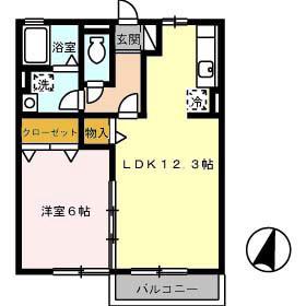 ステイトメント安宅A(1LDK/1階)の間取り写真