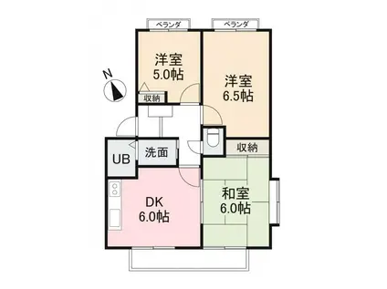 フォブール屋島II(3DK/2階)の間取り写真