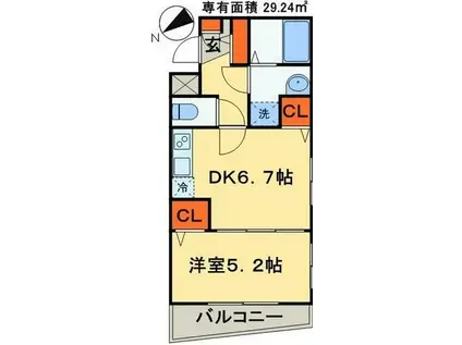 CAMPEONES(1DK/2階)の間取り写真