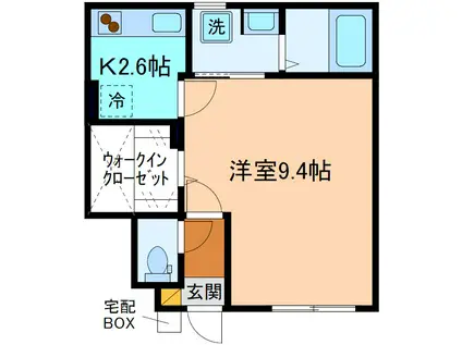 インテグラル・ノアール B棟(1K/1階)の間取り写真