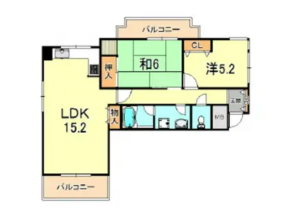 サヴァン・ヴェール芦屋(2LDK/3階)の間取り写真