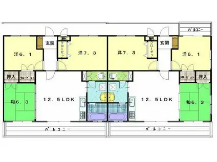 KNビル(3LDK/1階)の間取り写真
