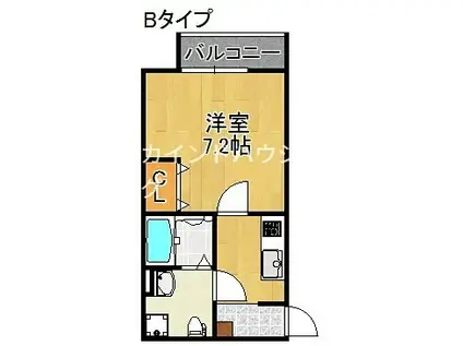 CRASTINE遠里小野(1K/2階)の間取り写真